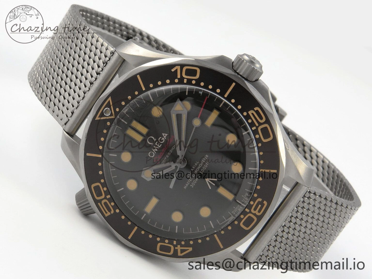 Seamaster 300 “No Time to Die” V6 Titanium VSF 1:1 Best Edition On Titanium Mesh Bracelet A8806 (Free Nato)