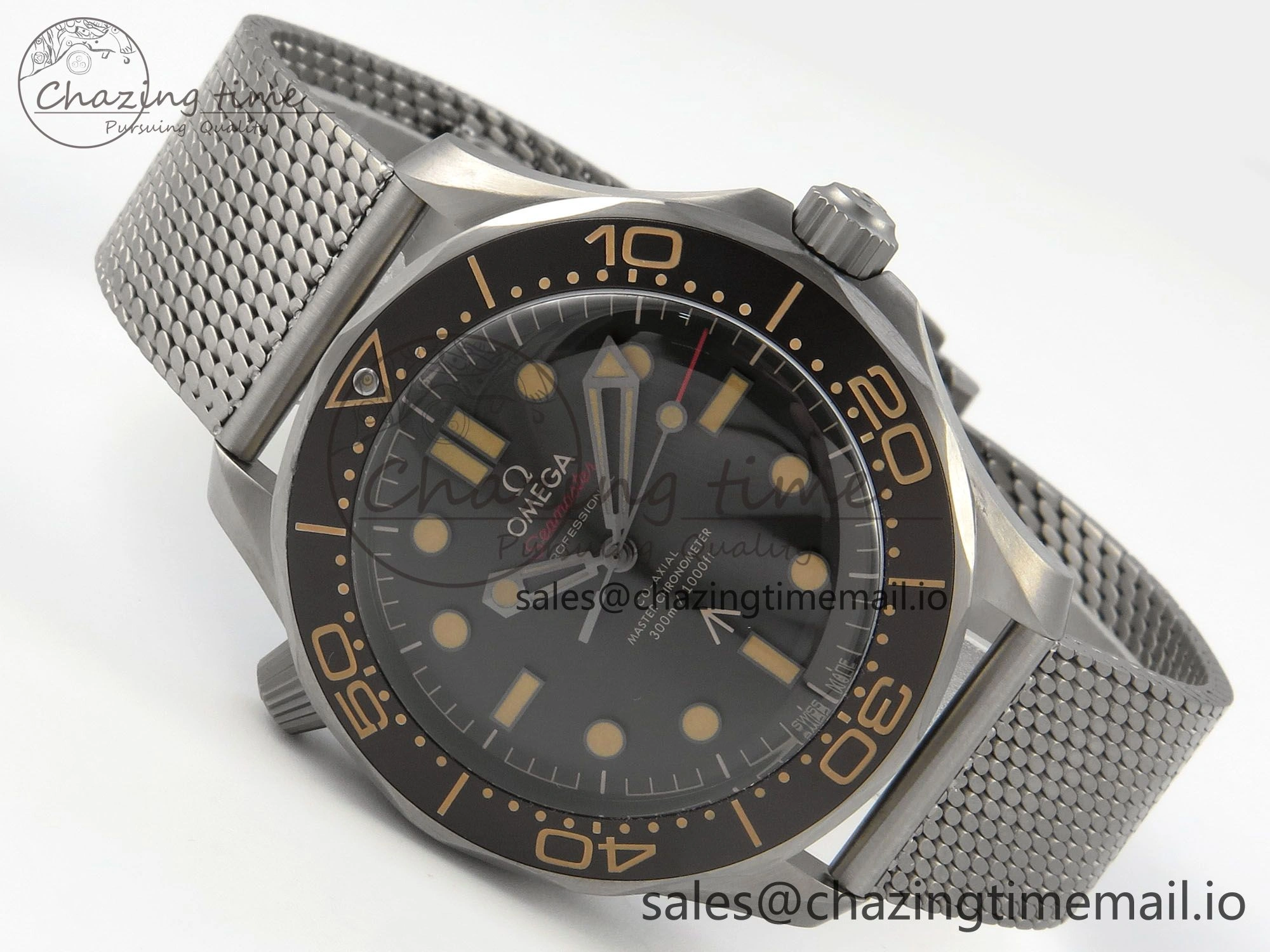 Seamaster 300 “No Time to Die” V6 Titanium VSF 1:1 Best Edition On Titanium Mesh Bracelet A8806 (Free Nato)