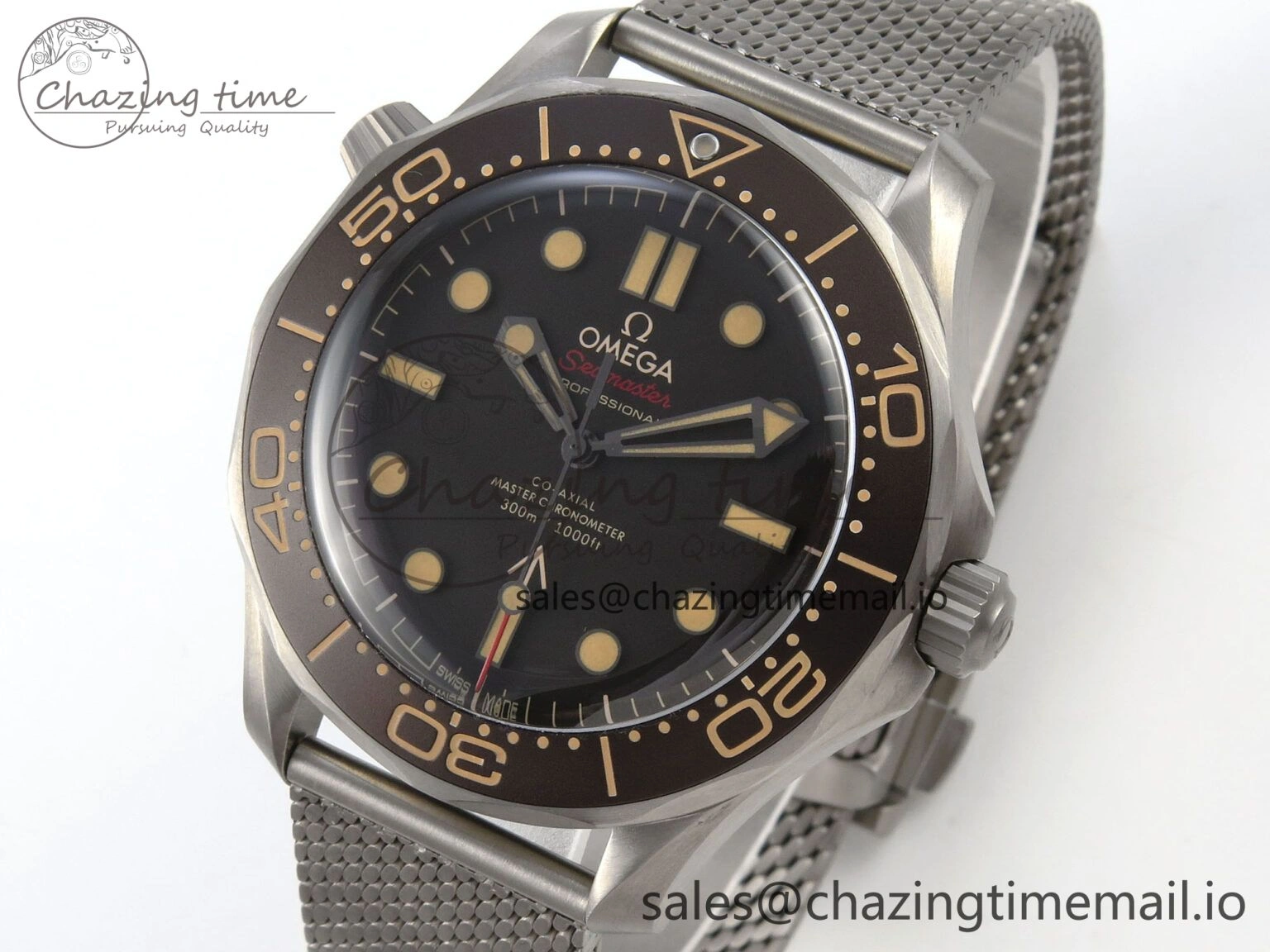 Seamaster 300 “No Time to Die” V6 Titanium VSF 1:1 Best Edition On Titanium Mesh Bracelet A8806 (Free Nato)