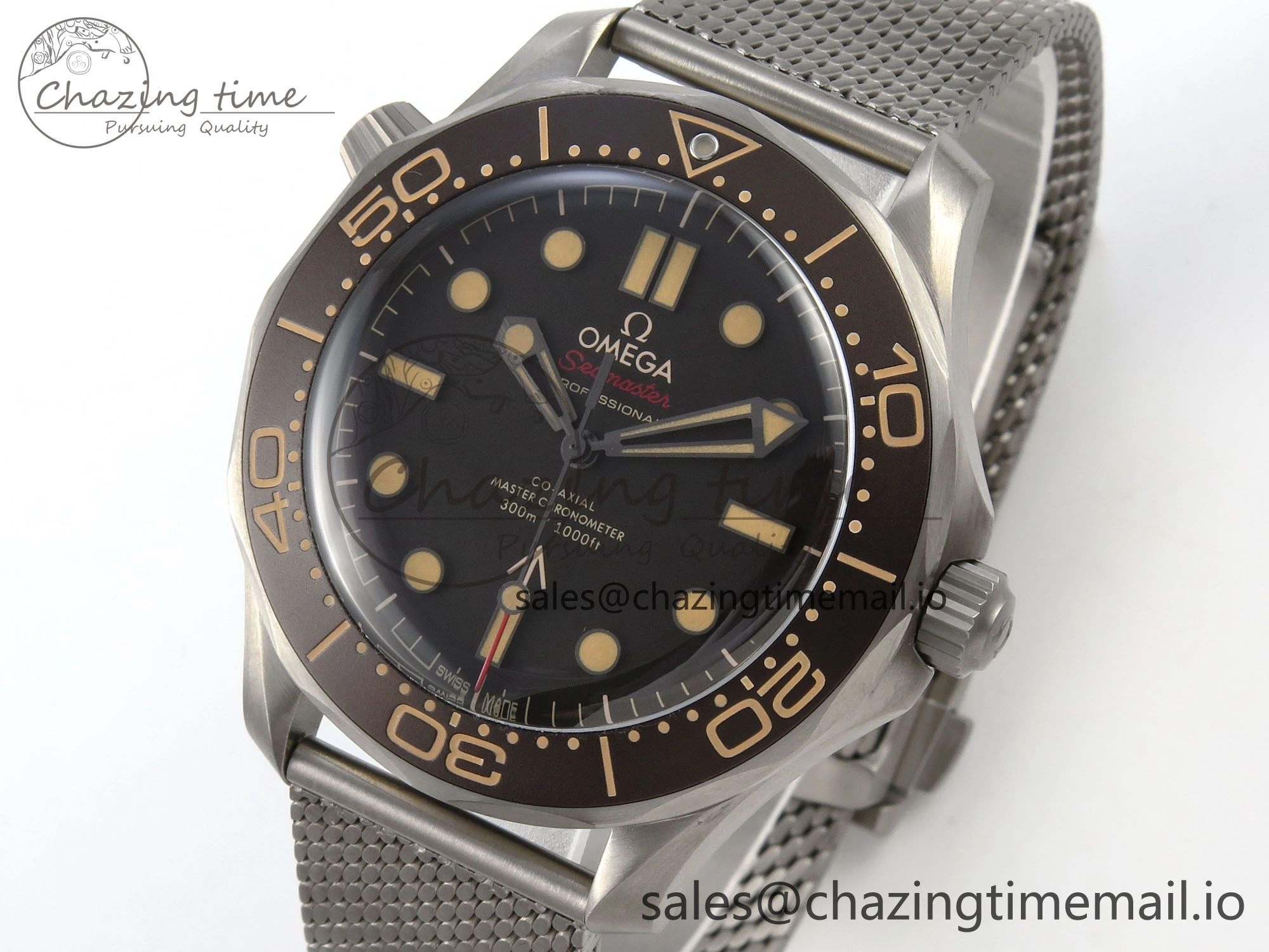 Seamaster 300 “No Time to Die” V6 Titanium VSF 1:1 Best Edition On Titanium Mesh Bracelet A8806 (Free Nato)