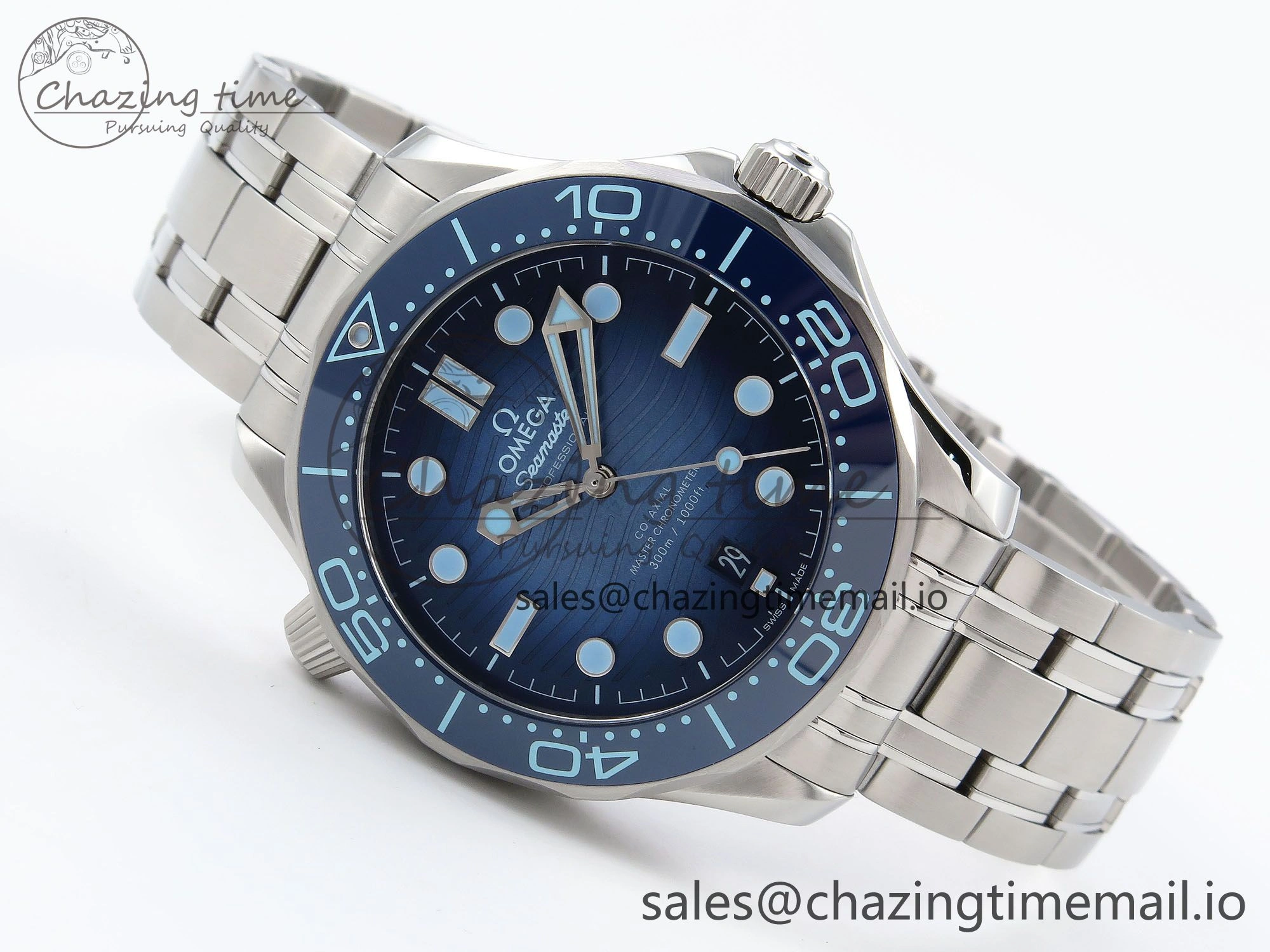 Seamaster 300 VSF 1:1 Best Edition Summer Blue Dial on SS Bracelet A8800