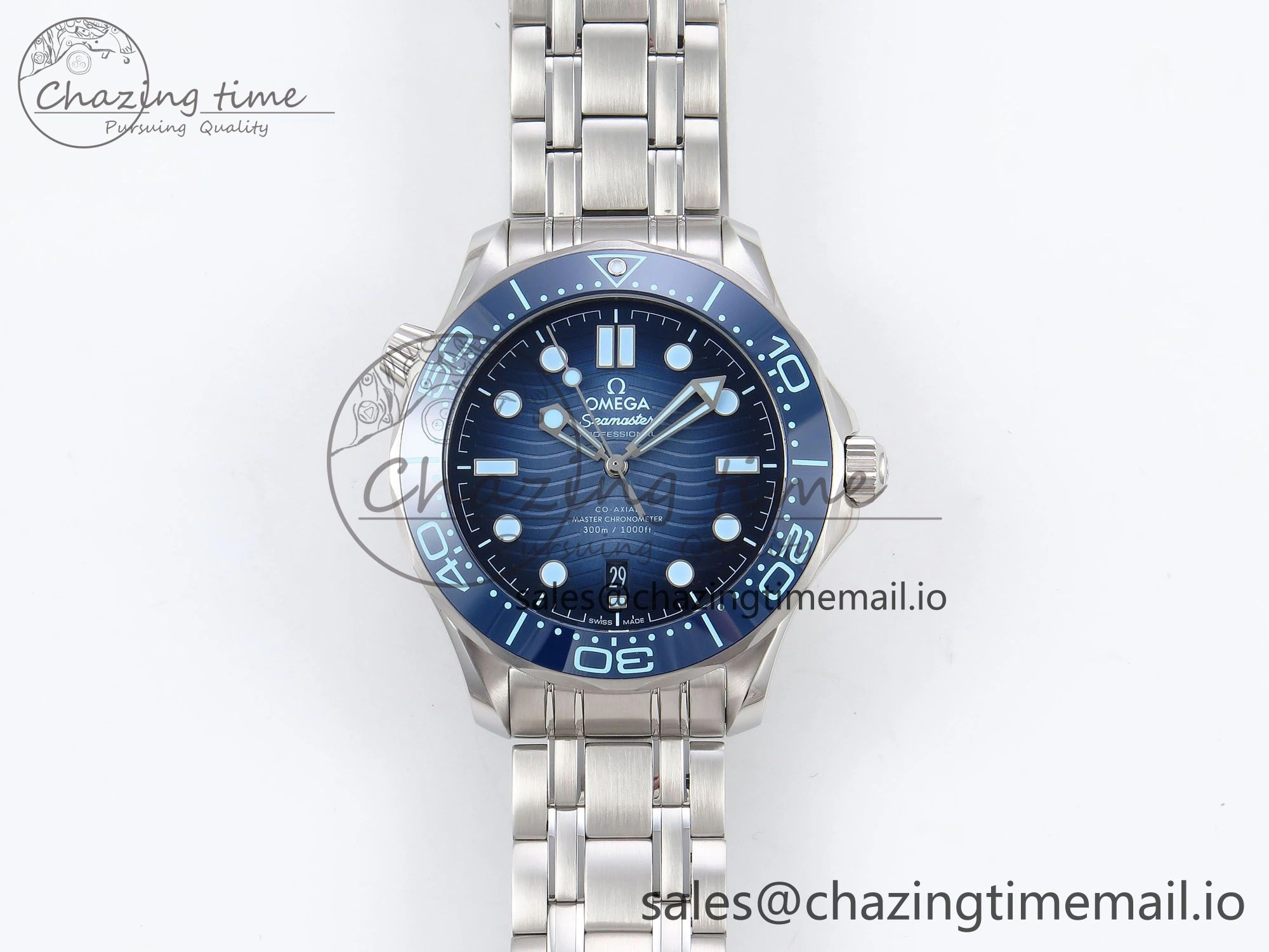 Seamaster 300 VSF 1:1 Best Edition Summer Blue Dial on SS Bracelet A8800