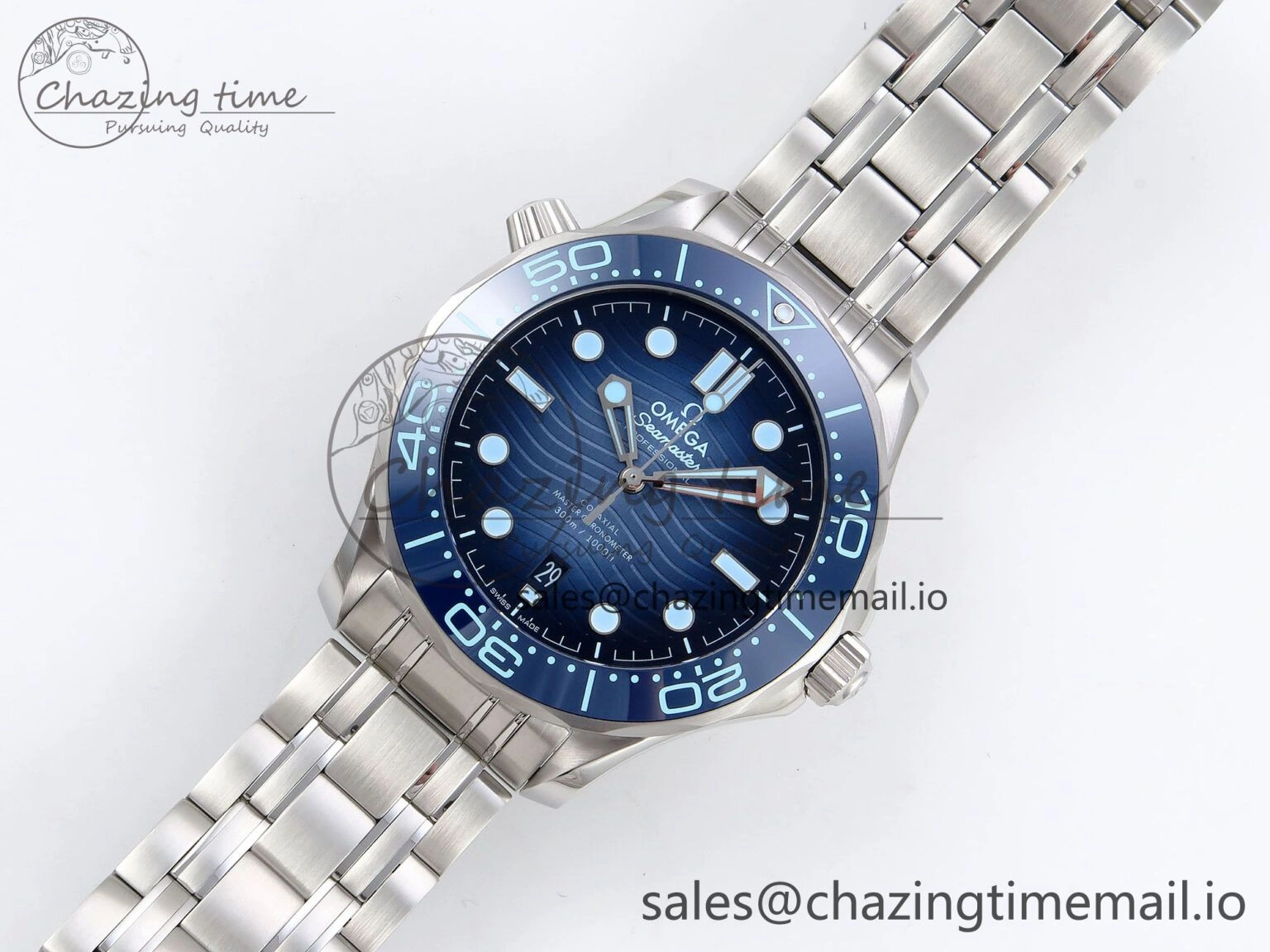 Seamaster 300 VSF 1:1 Best Edition Summer Blue Dial on SS Bracelet A8800