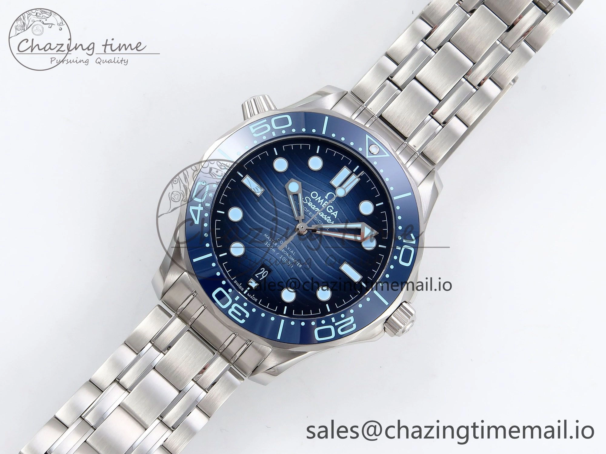Seamaster 300 VSF 1:1 Best Edition Summer Blue Dial on SS Bracelet A8800