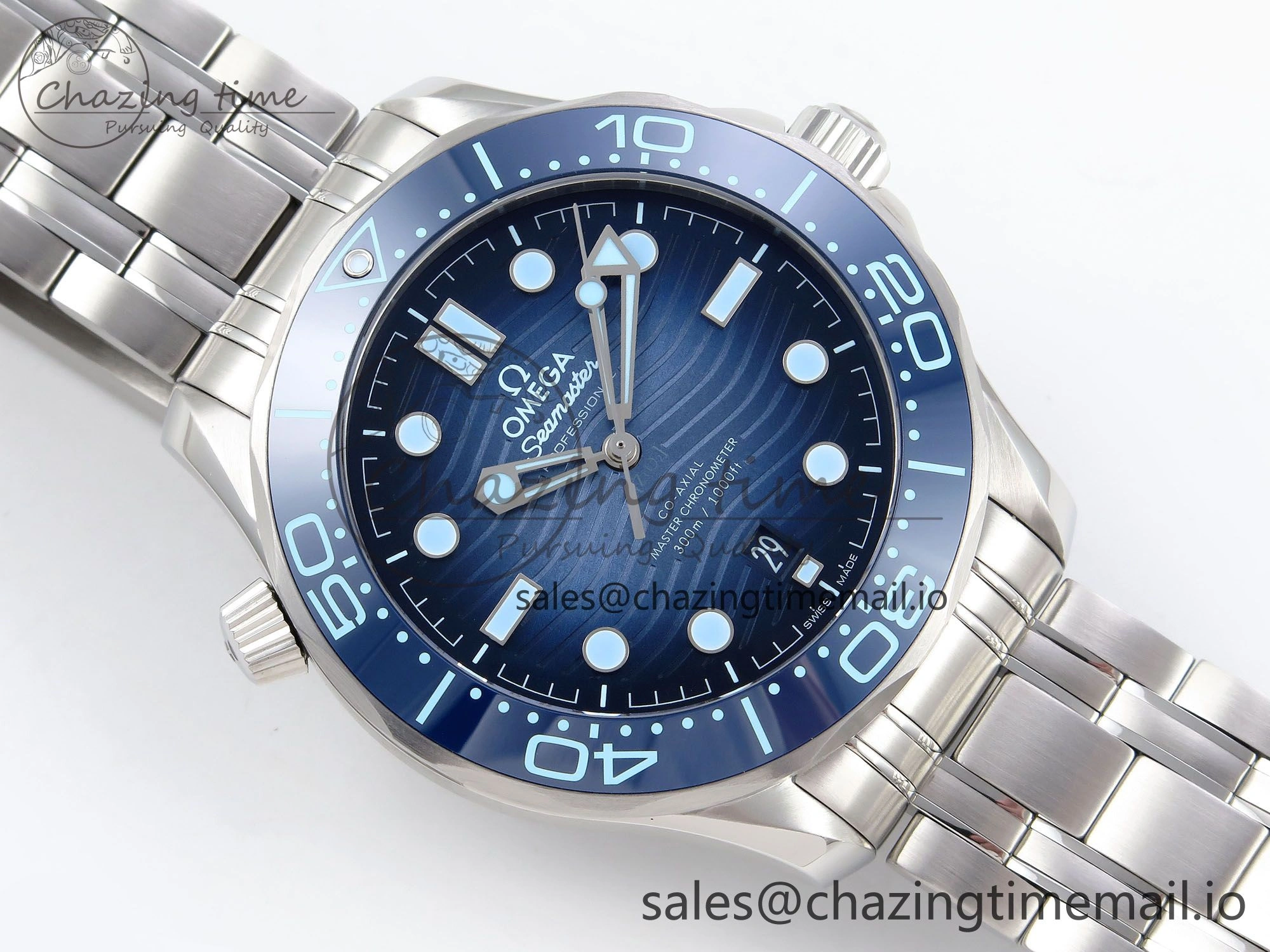 Seamaster 300 VSF 1:1 Best Edition Summer Blue Dial on SS Bracelet A8800