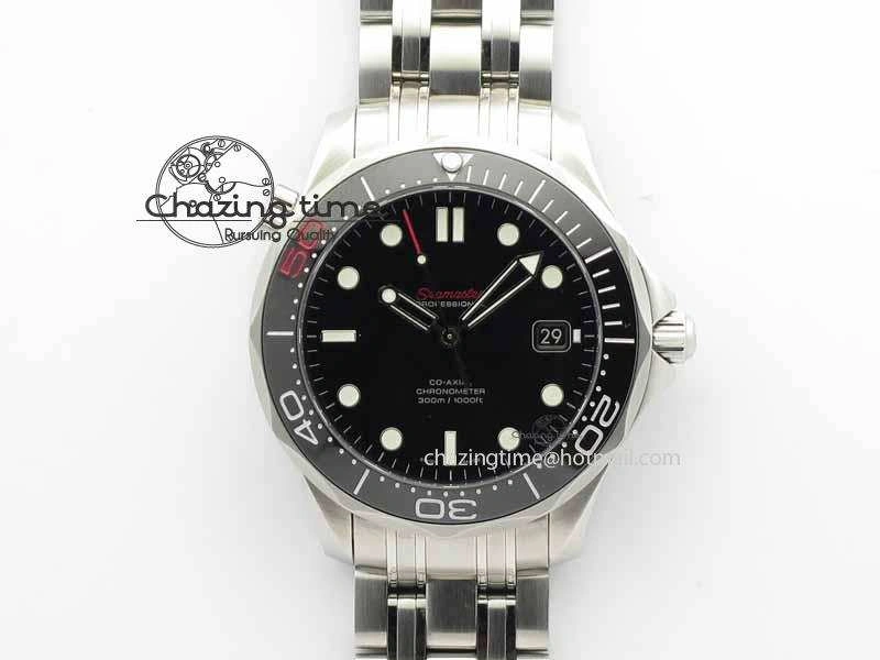Seamaster 300M 007 SS MK 1:1 Best Edition Black 007 Dial Ceramic Bezel On SS Bracelet A2824