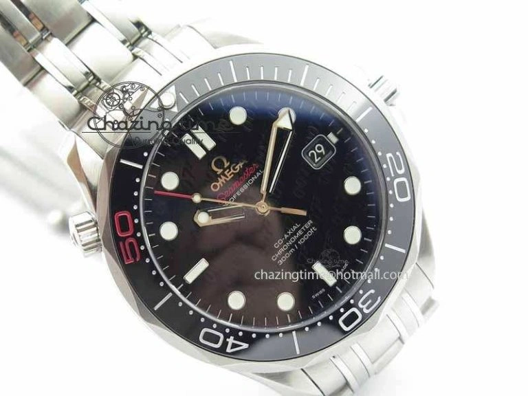 Seamaster 300M 007 SS MK 1:1 Best Edition Black 007 Dial Ceramic Bezel On SS Bracelet A2824