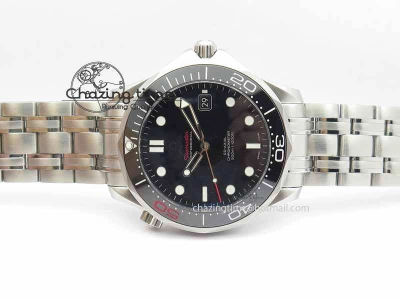 Seamaster 300M 007 SS MK 1:1 Best Edition Black 007 Dial Ceramic Bezel On SS Bracelet A2824