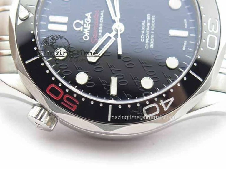 Seamaster 300M 007 SS MK 1:1 Best Edition Black 007 Dial Ceramic Bezel On SS Bracelet A2824
