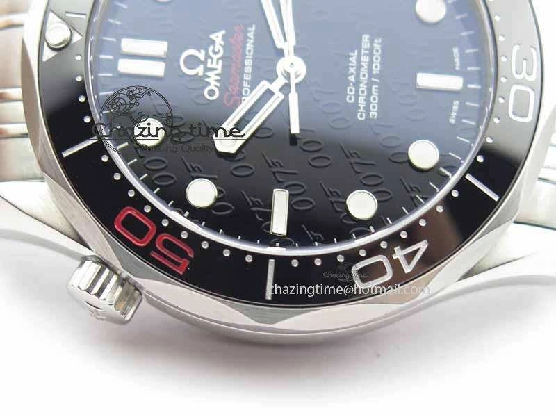 Seamaster 300M 007 SS MK 1:1 Best Edition Black 007 Dial Ceramic Bezel On SS Bracelet A2824