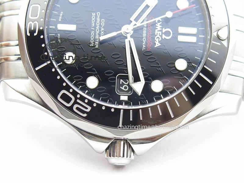 Seamaster 300M 007 SS MK 1:1 Best Edition Black 007 Dial Ceramic Bezel On SS Bracelet A2824