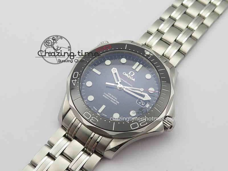 Seamaster 300M 007 SS MK 1:1 Best Edition Black 007 Dial Ceramic Bezel On SS Bracelet A2824