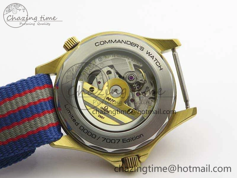 Seamaster 300M 007 YG URF 1:1 Best Edition White Dial Ceramic Bezel On Nylon Strap A2507