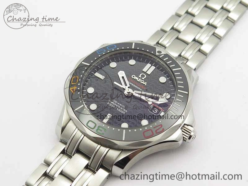 Seamaster 300M 2016 Olympic SS OMF 1:1 Best Edition Black Dial Ceramic Bezel On SS Bracelet A2824