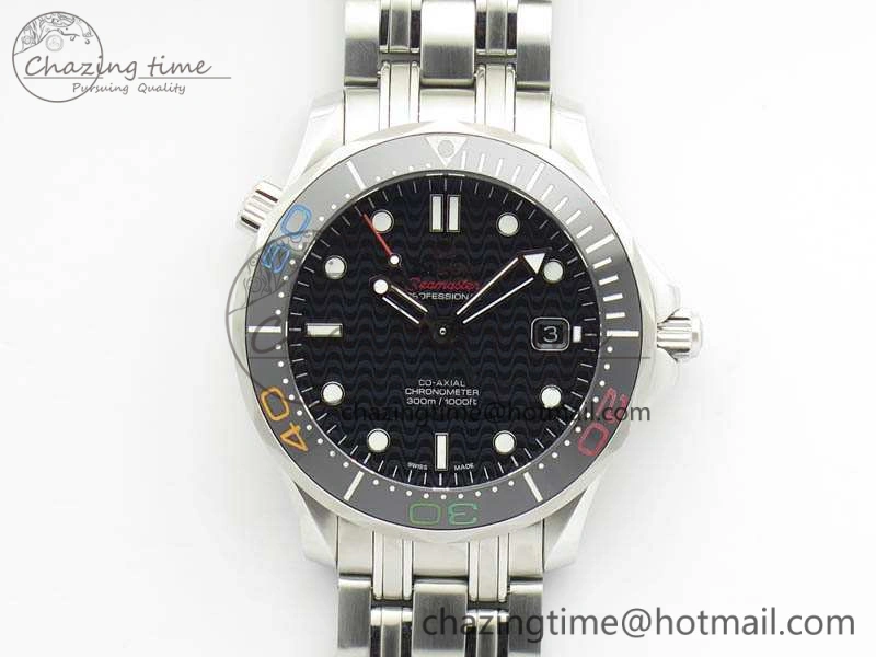 Seamaster 300M 2016 Olympic SS OMF 1:1 Best Edition Black Dial Ceramic Bezel On SS Bracelet A2824