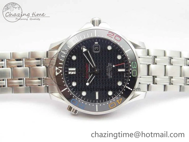 Seamaster 300M 2016 Olympic SS OMF 1:1 Best Edition Black Dial Ceramic Bezel On SS Bracelet A2824