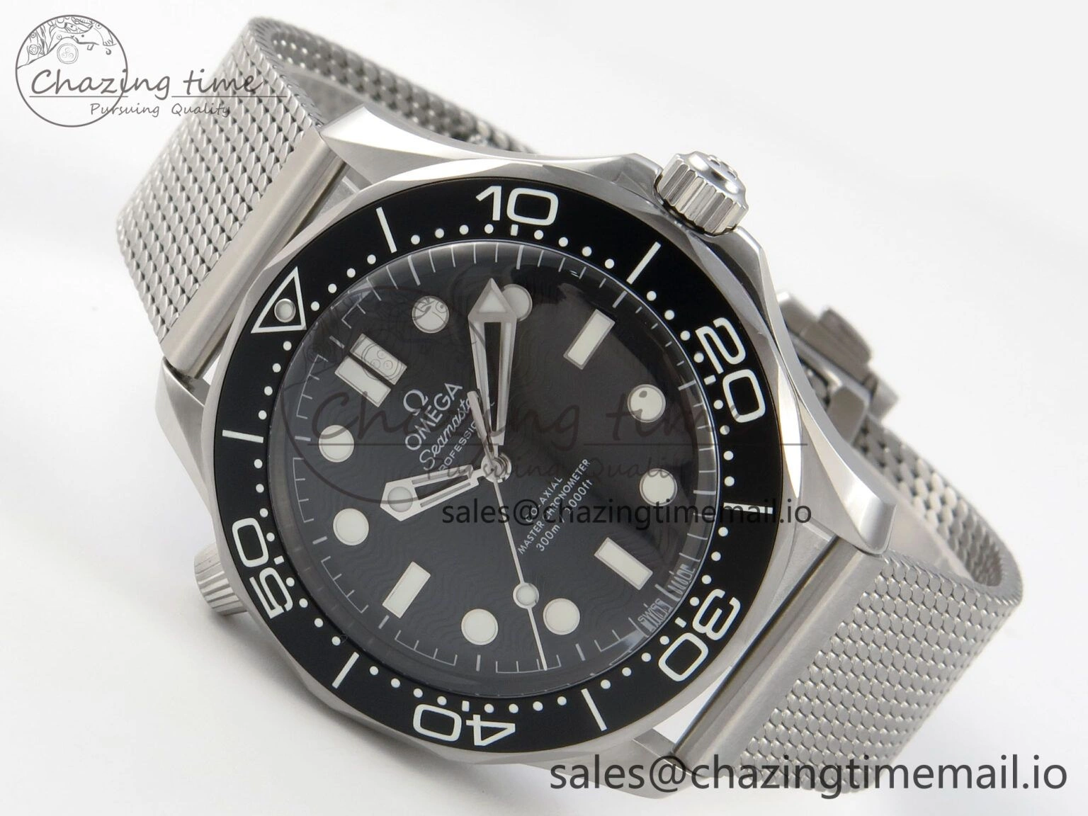 Seamaster 300M 42mm SS VSF Best Edition Black Dial On Mesh Bracelet A8806