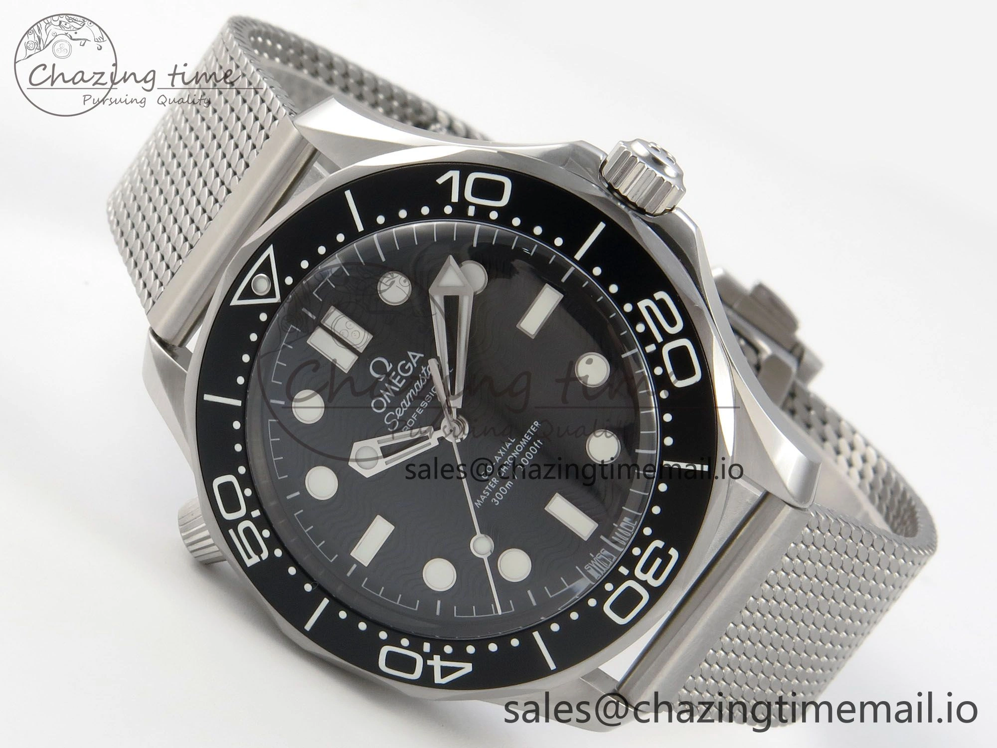 Seamaster 300M 42mm SS VSF Best Edition Black Dial On Mesh Bracelet A8806