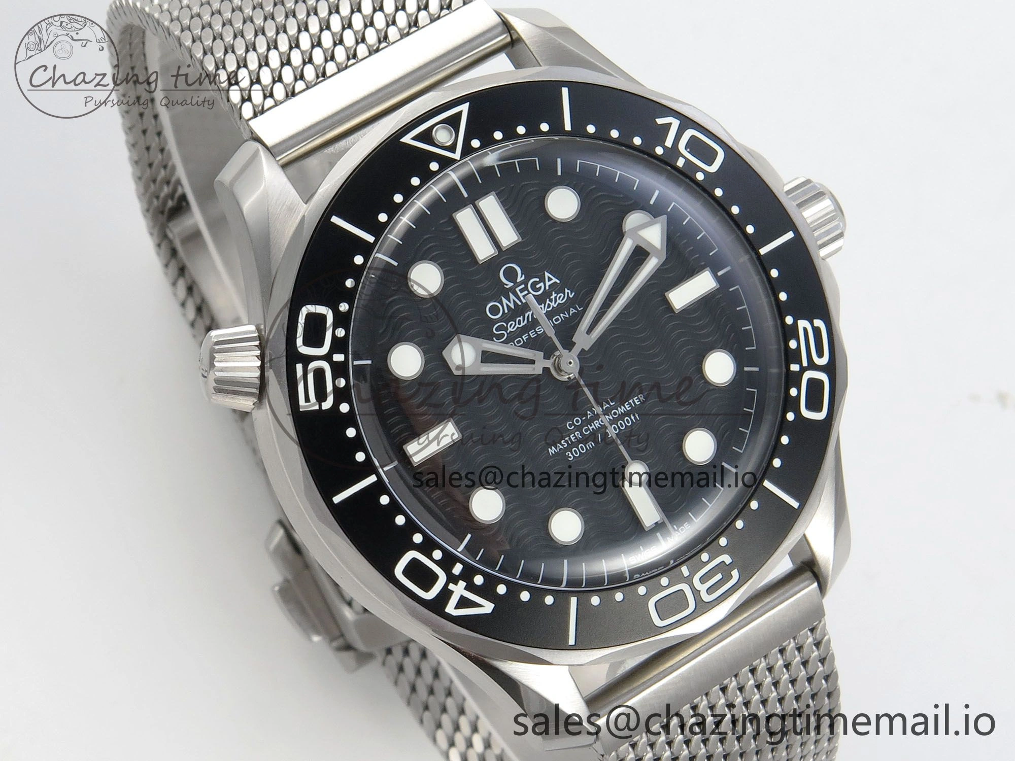 Seamaster 300M 42mm SS VSF Best Edition Black Dial On Mesh Bracelet A8806