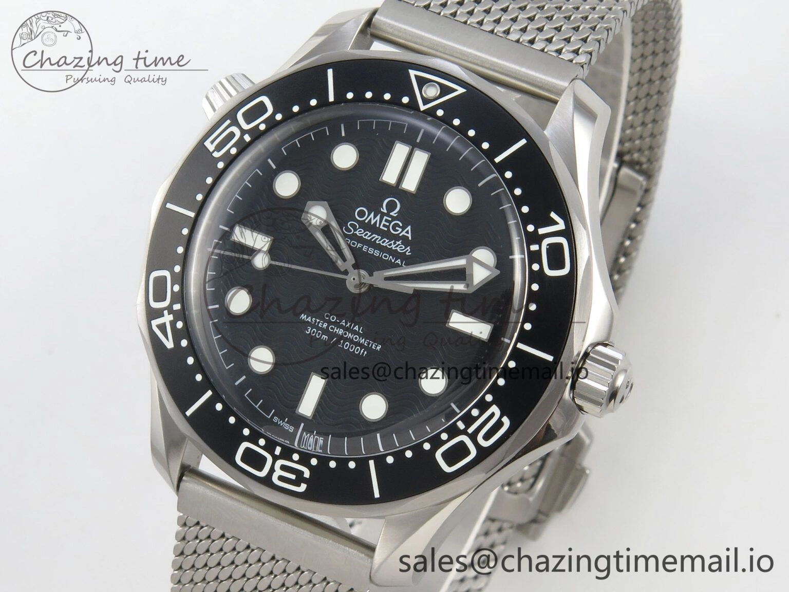 Seamaster 300M 42mm SS VSF Best Edition Black Dial On Mesh Bracelet A8806