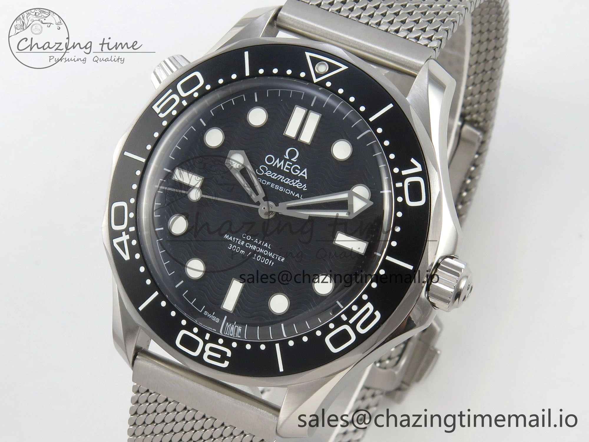 Seamaster 300M 42mm SS VSF Best Edition Black Dial On Mesh Bracelet A8806