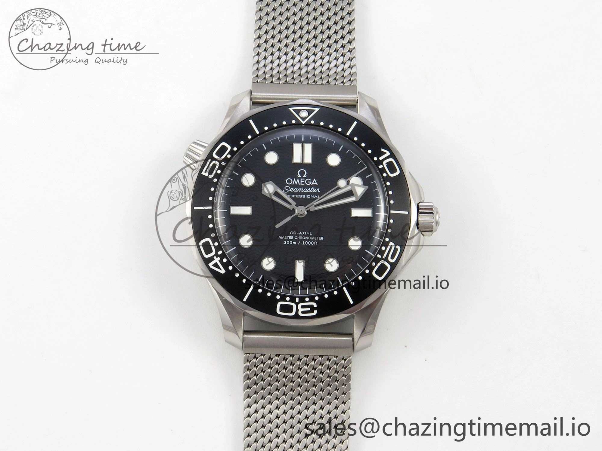Seamaster 300M 42mm SS VSF Best Edition Black Dial On Mesh Bracelet A8806