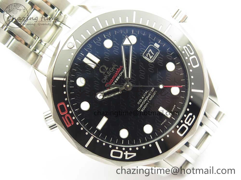 Seamaster 300M Chronometer SS “007” Limited Edition OMF 1:1 Best Edition on SS Bracelet A2824 (Black Balance Wheel) V2