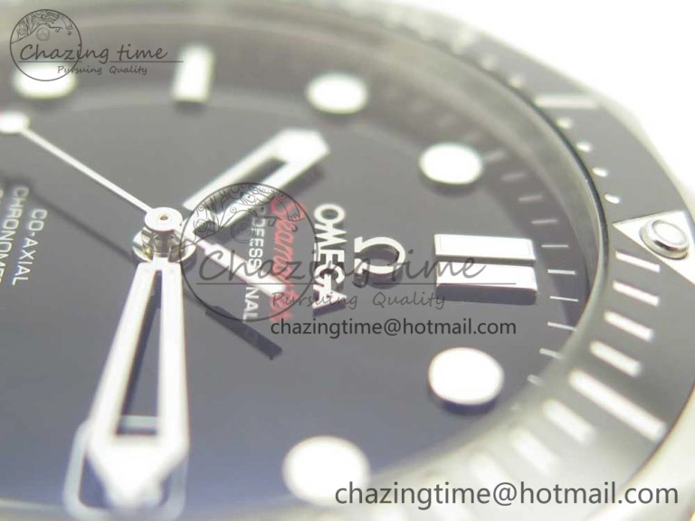 Seamaster 300M Chronometer SS Black OMF 1:1 Best Edition on SS Bracelet A2824 (Black Balance Wheel) V2