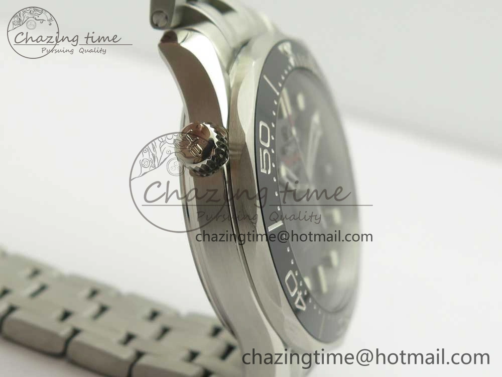 Seamaster 300M Chronometer SS Black OMF 1:1 Best Edition on SS Bracelet A2824 (Black Balance Wheel) V2