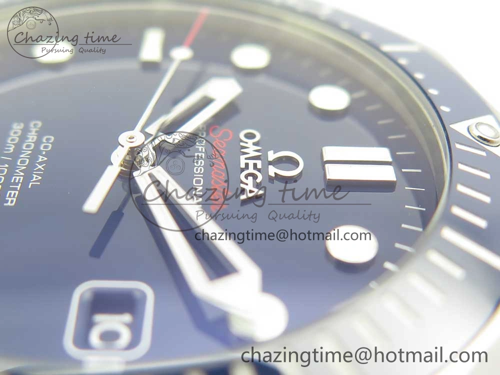 Seamaster 300M Chronometer SS Blue OMF 1:1 Best Edition on SS Bracelet A2824 (Black Balance Wheel) V2