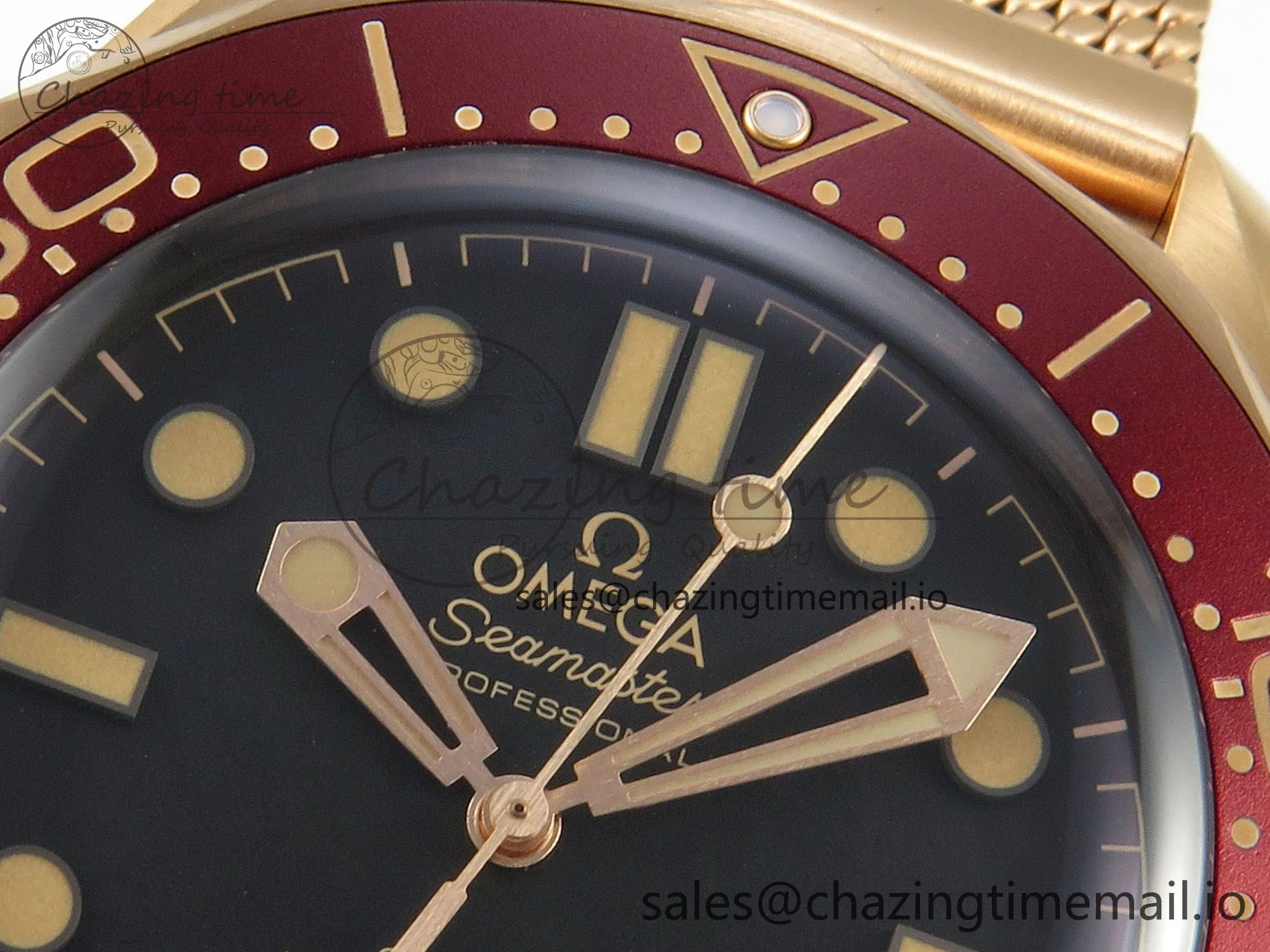 Seamaster 300M Diver Rose Gold VSF 1:1 Best Edition Black Dial on Mesh Bracelet A8806