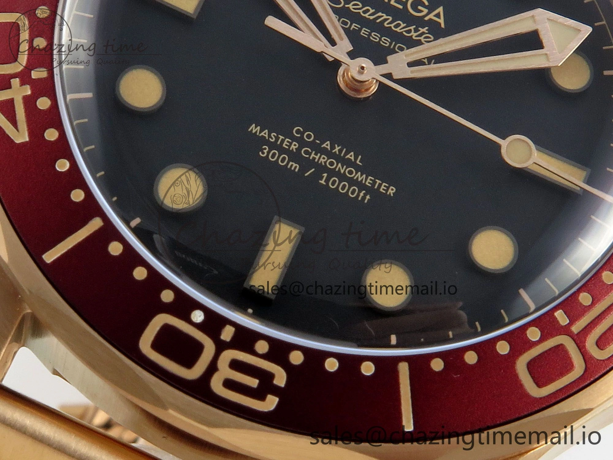 Seamaster 300M Diver Rose Gold VSF 1:1 Best Edition Black Dial on Mesh Bracelet A8806