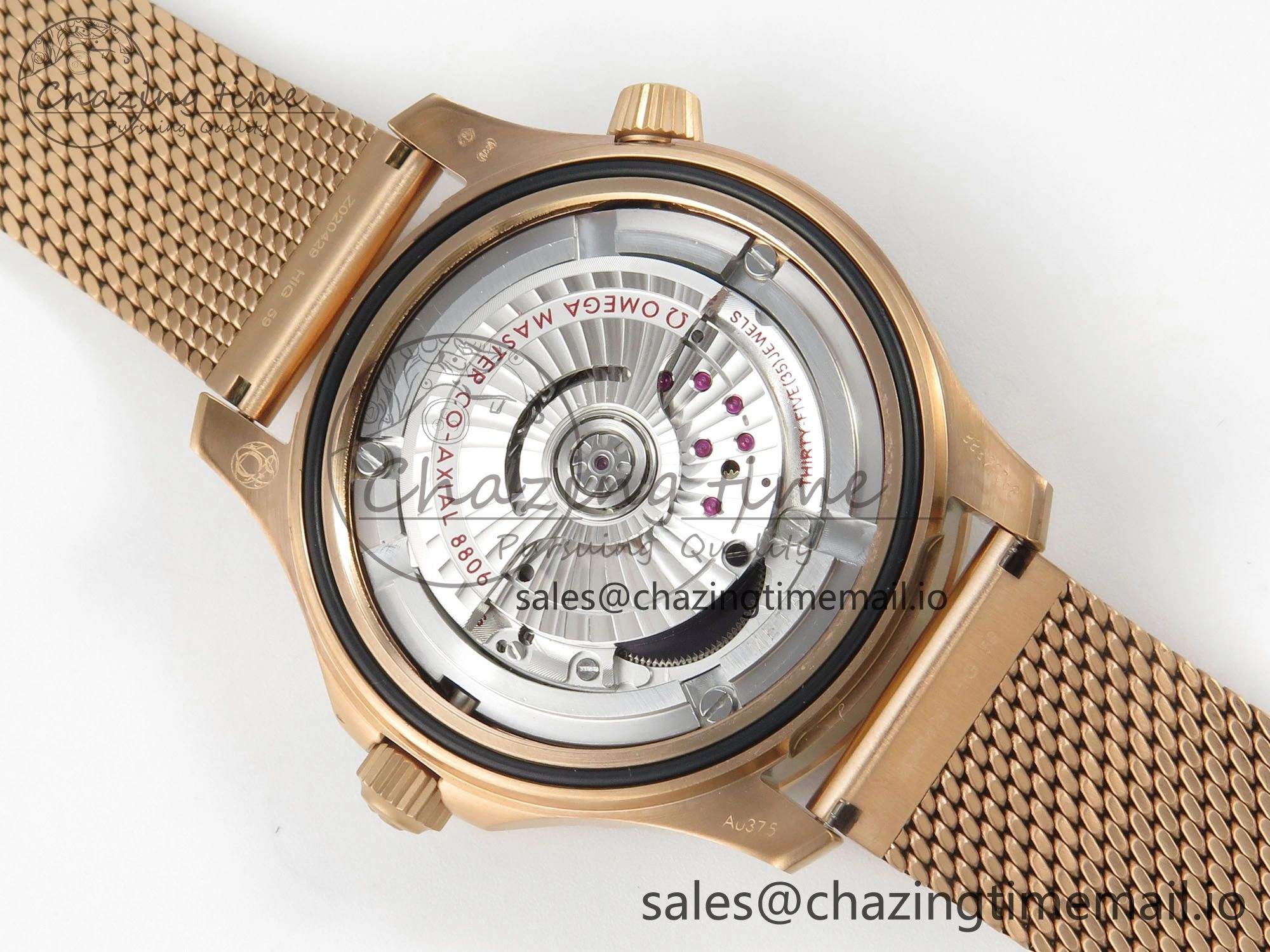 Seamaster 300M Diver Rose Gold VSF 1:1 Best Edition Black Dial on Mesh Bracelet A8806