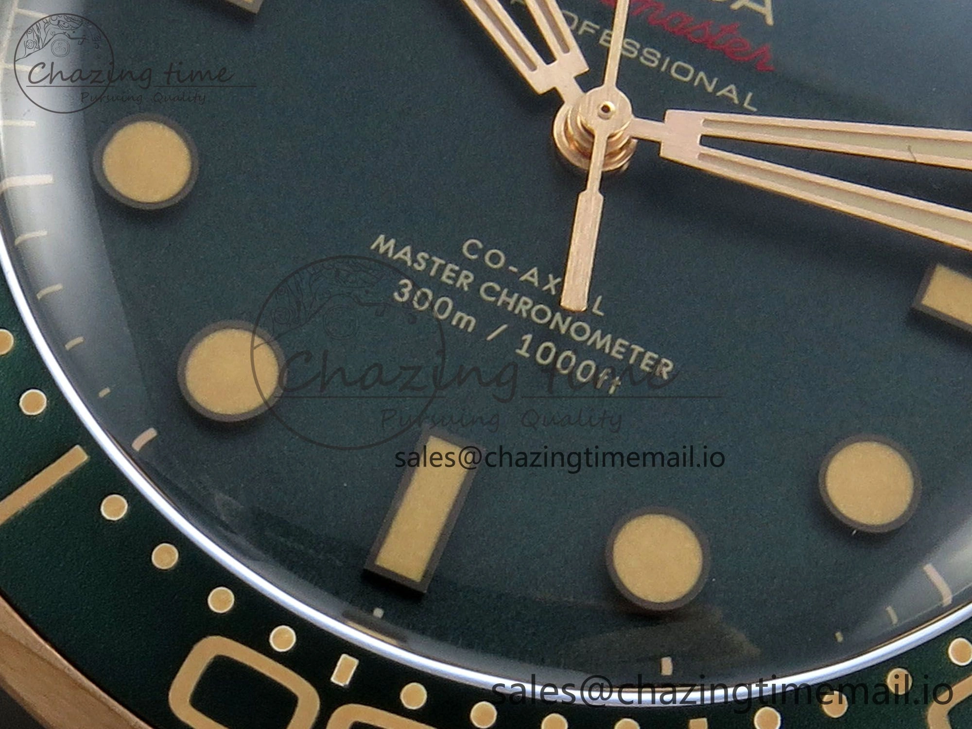 Seamaster 300M Diver Titanium Bronze Gold VSF 1:1 Best Edition Green Dial on Titanium Mesh Bracelet A8806