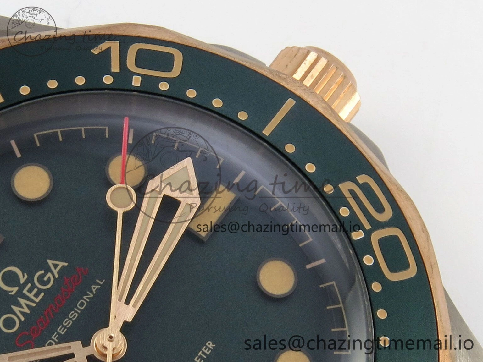 Seamaster 300M Diver Titanium Bronze Gold VSF 1:1 Best Edition Green Dial on Titanium Mesh Bracelet A8806