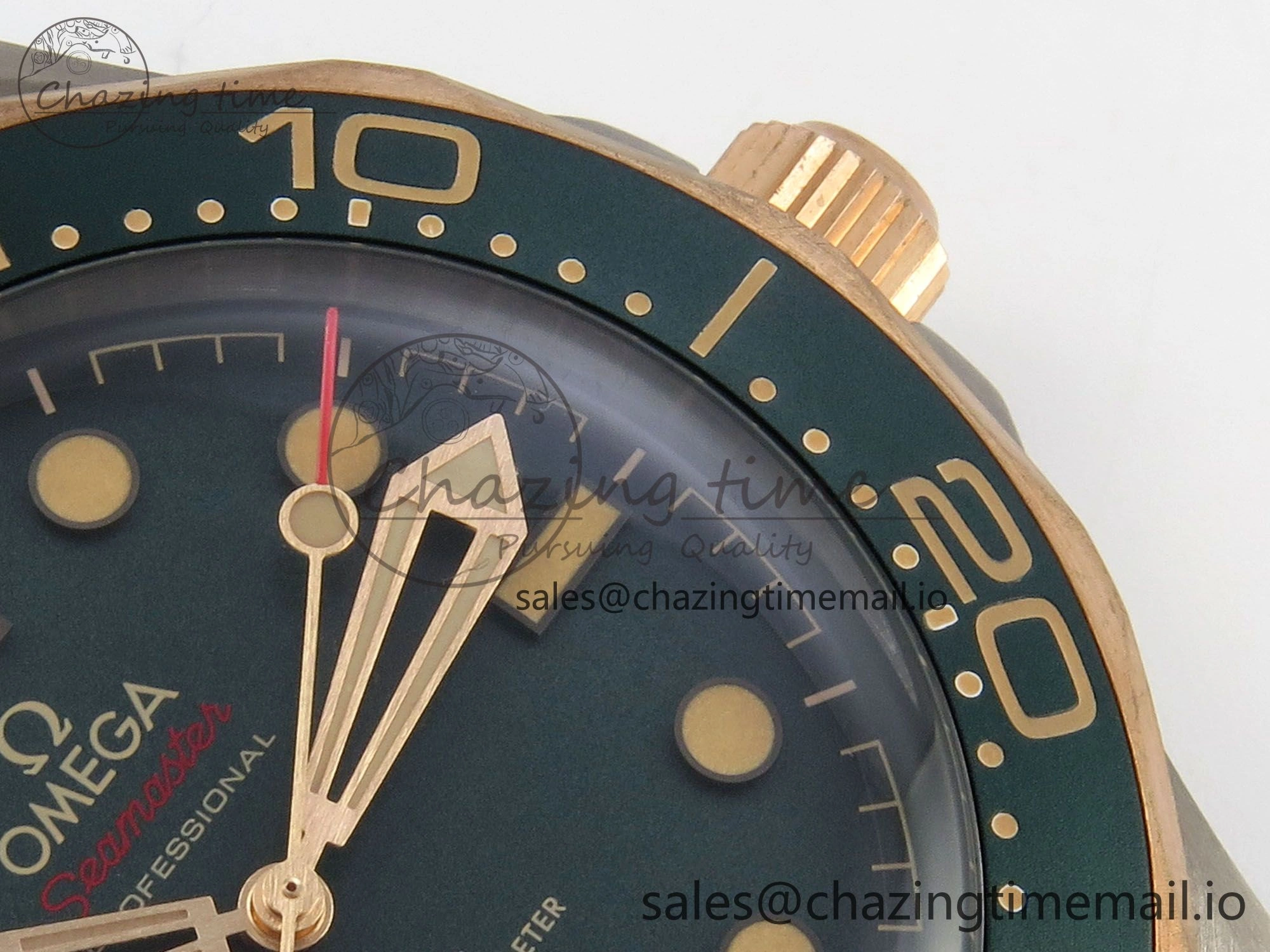 Seamaster 300M Diver Titanium Bronze Gold VSF 1:1 Best Edition Green Dial on Titanium Mesh Bracelet A8806