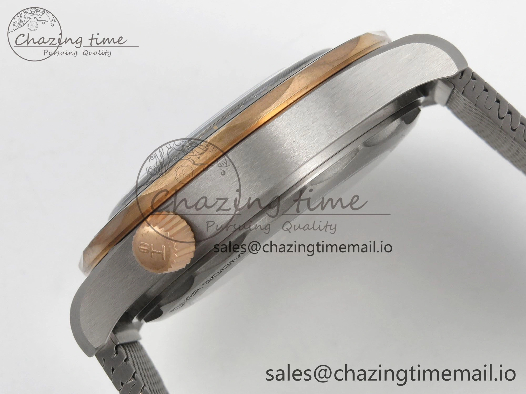 Seamaster 300M Diver Titanium Bronze Gold VSF 1:1 Best Edition Green Dial on Titanium Mesh Bracelet A8806