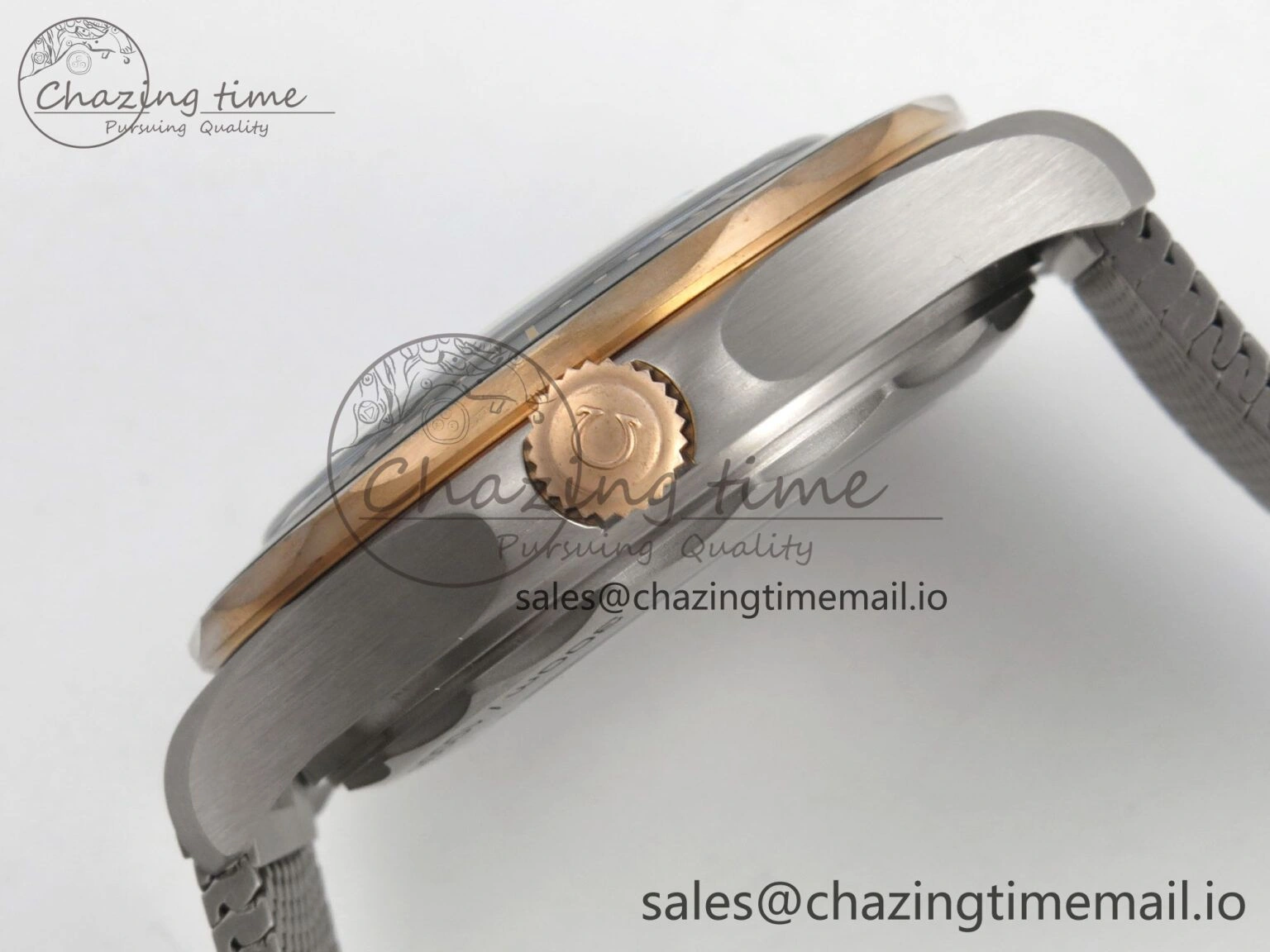 Seamaster 300M Diver Titanium Bronze Gold VSF 1:1 Best Edition Green Dial on Titanium Mesh Bracelet A8806
