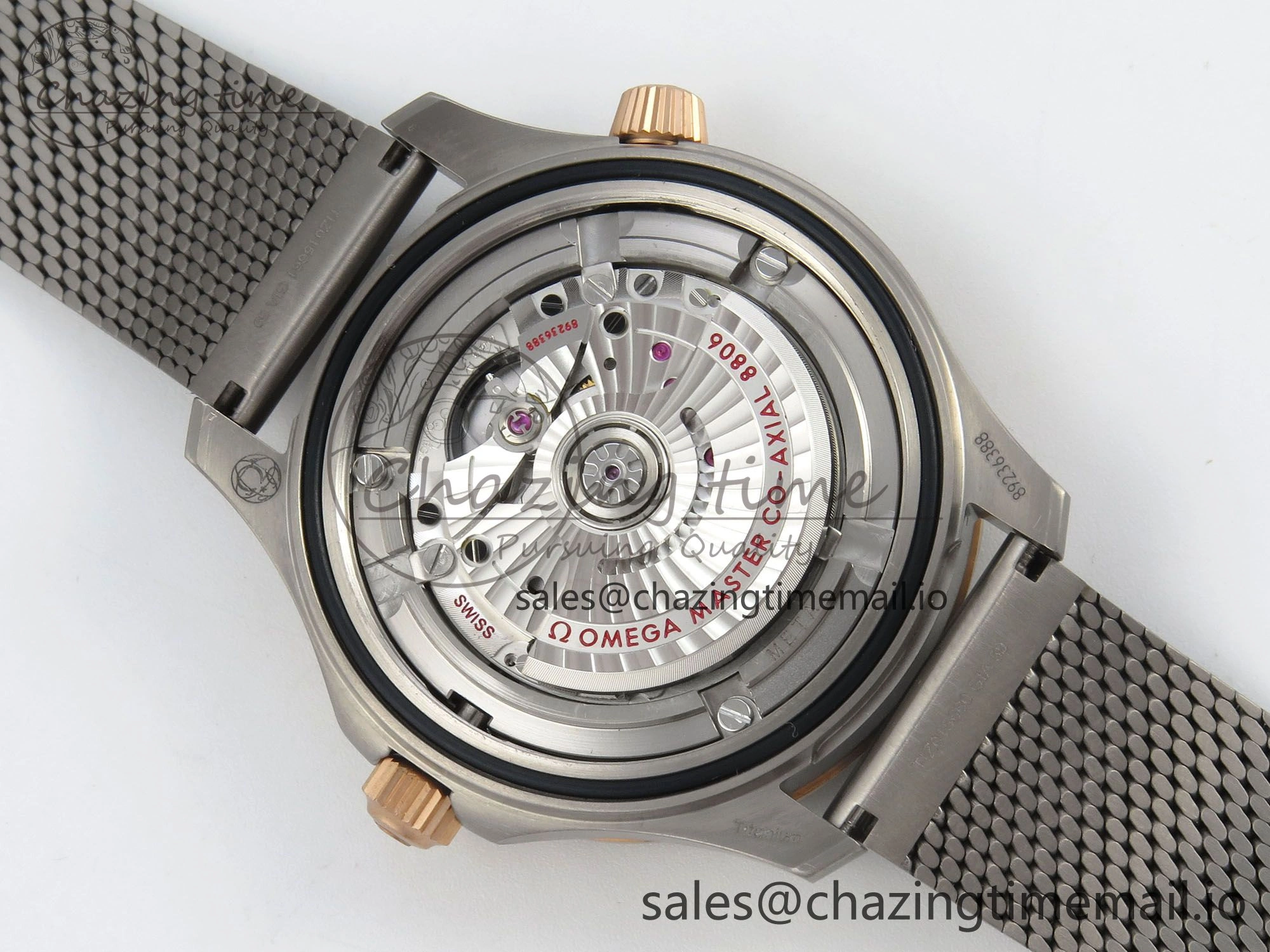 Seamaster 300M Diver Titanium Bronze Gold VSF 1:1 Best Edition Green Dial on Titanium Mesh Bracelet A8806
