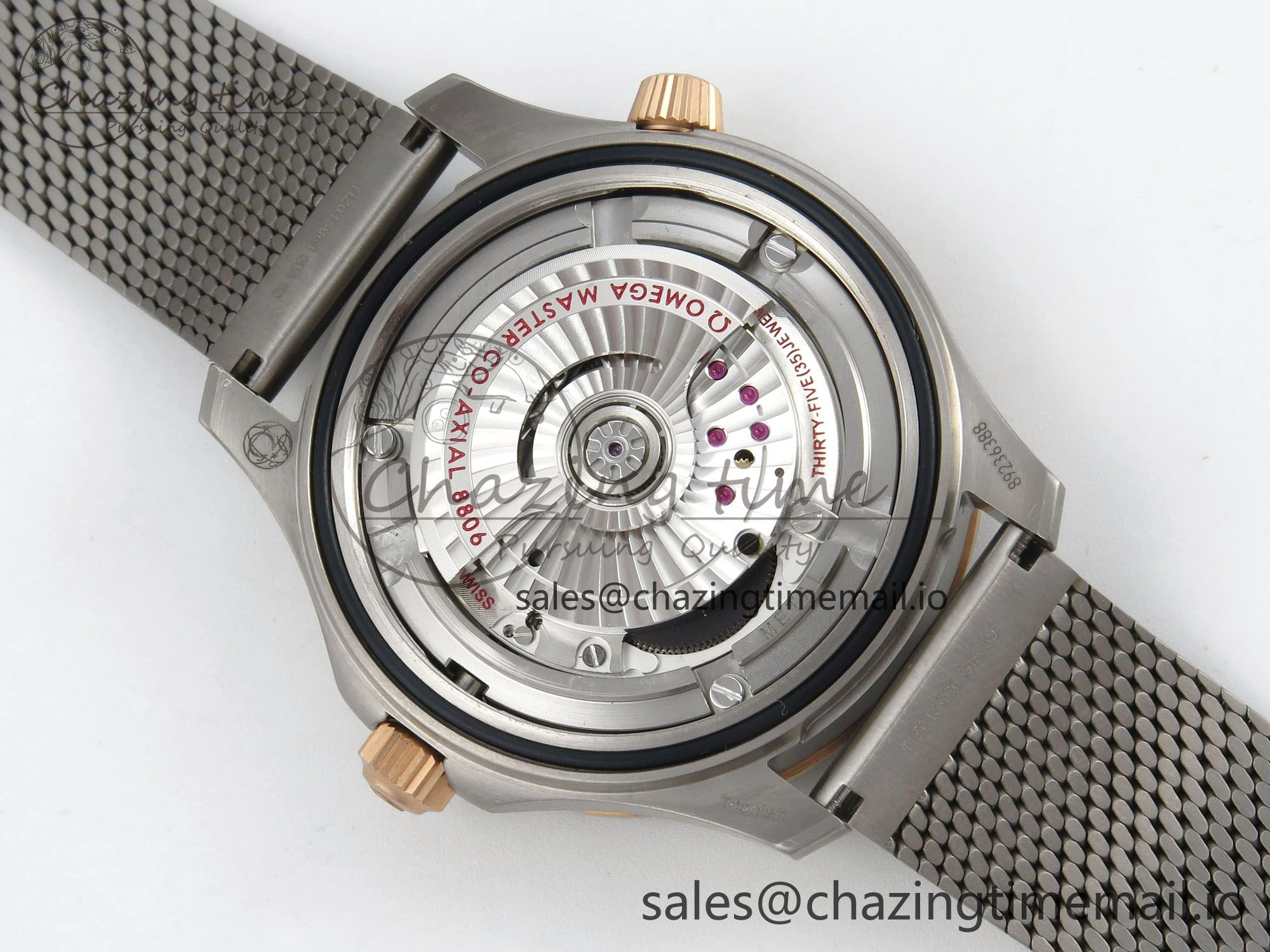Seamaster 300M Diver Titanium Bronze Gold VSF 1:1 Best Edition Green Dial on Titanium Mesh Bracelet A8806