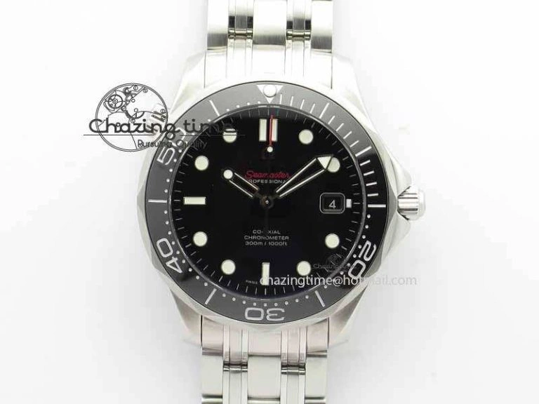 Seamaster 300M SS MK 1:1 Best Edition Black Dial Ceramic Bezel On SS Bracelet A2824