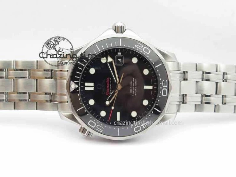 Seamaster 300M SS MK 1:1 Best Edition Black Dial Ceramic Bezel On SS Bracelet A2824