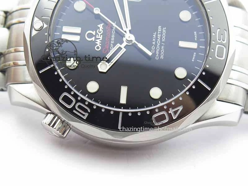 Seamaster 300M SS MK 1:1 Best Edition Black Dial Ceramic Bezel On SS Bracelet A2824