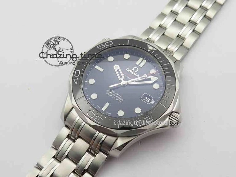 Seamaster 300M SS MK 1:1 Best Edition Black Dial Ceramic Bezel On SS Bracelet A2824