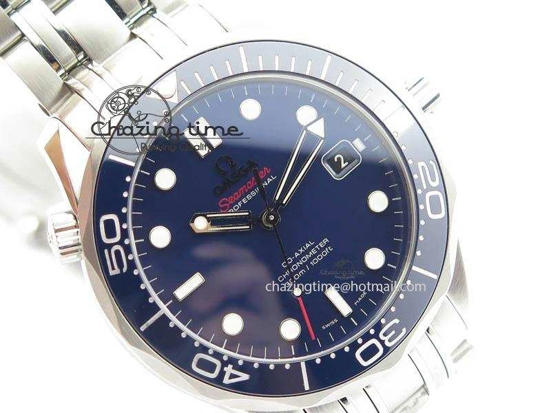 Seamaster 300M SS MK 1:1 Best Edition Blue Dial Blue Ceramic Bezel On SS Bracelet A2824