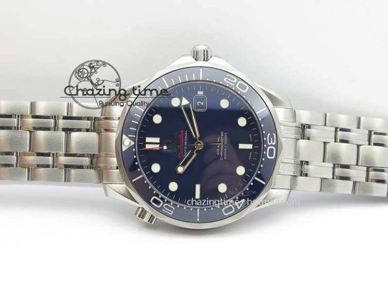 Seamaster 300M SS MK 1:1 Best Edition Blue Dial Blue Ceramic Bezel On SS Bracelet A2824