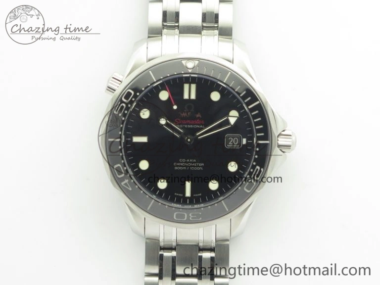 Seamaster 300M SS MKF 1:1 Best Edition Black Dial Black Ceramic Bezel On SS Bracelet A2824 V2
