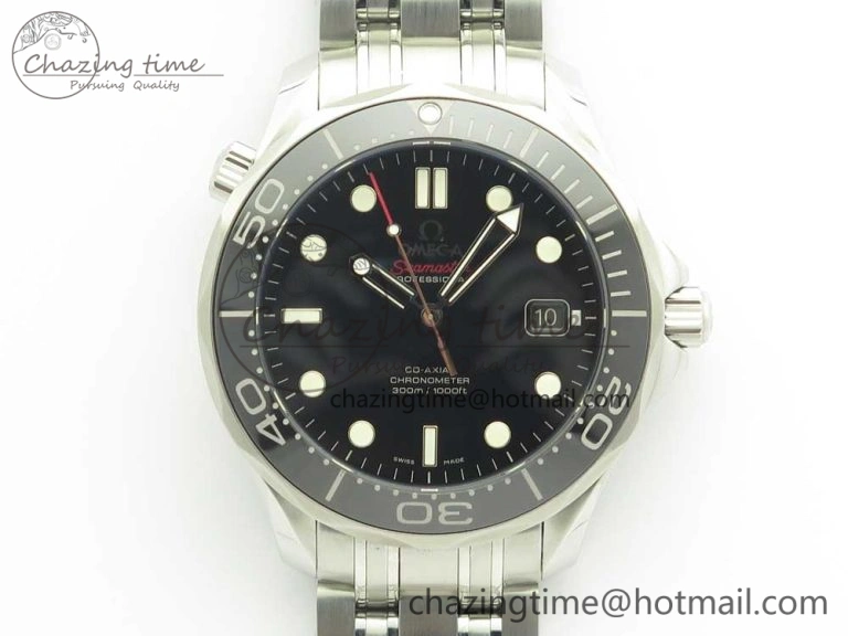 Seamaster 300M SS MKS V3 1:1 Best Edition Black Dial Black Ceramic Bezel on SS Bracelet A2824