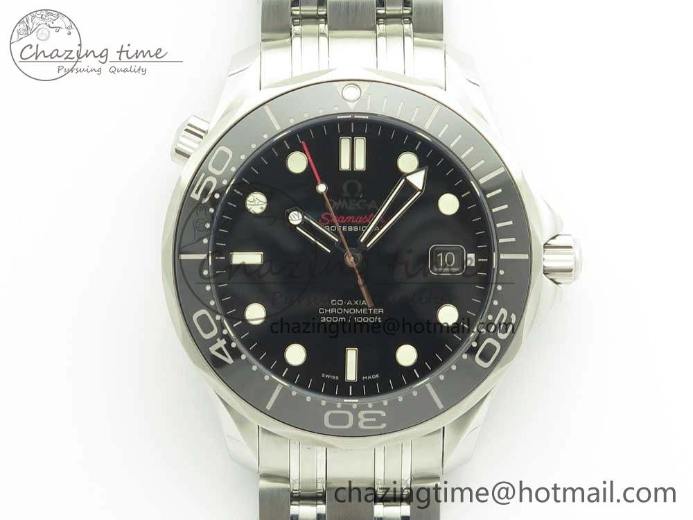 Seamaster 300M SS MKS V3 1:1 Best Edition Black Dial Black Ceramic Bezel on SS Bracelet A2824