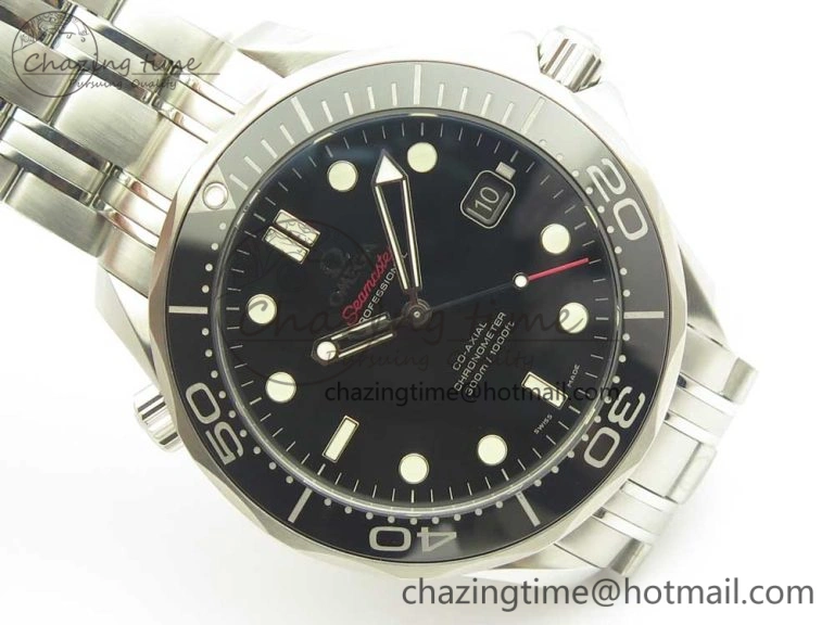 Seamaster 300M SS MKS V3 1:1 Best Edition Black Dial Black Ceramic Bezel on SS Bracelet A2824